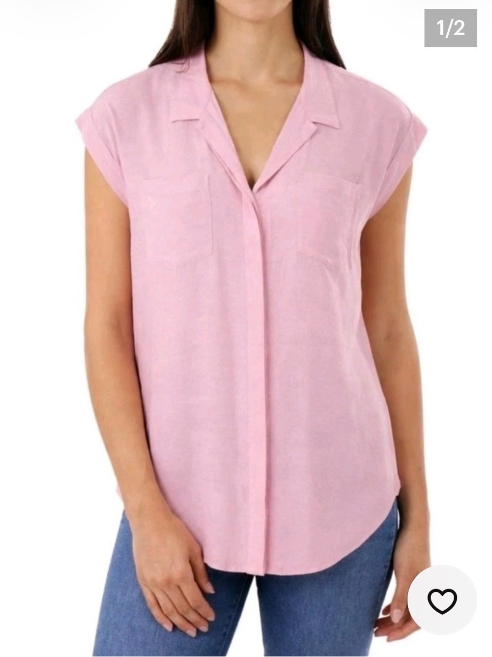 J.A.C.H.S. Girlfriend BNWT Women’s Button Up Cap Sleeve Top Size L